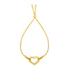 Adjustable Bracelet with Shiny Open Heart in 14k Yellow Gold
